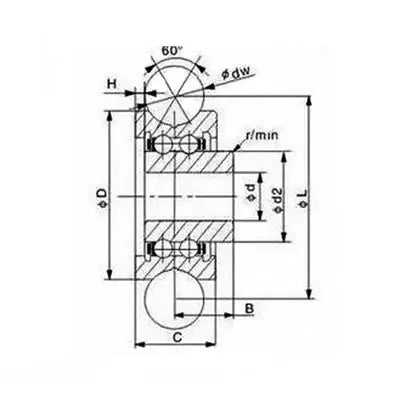 SG25U U-Groove Sealed Track Ball Bearing 8x30x14mm