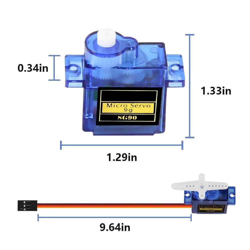 Dimensions of 2Pcs SG90 Micro Servo Motor 180 Degree SG90 9G Gear Motor Control for Arduino Raspberry Pi RC projects