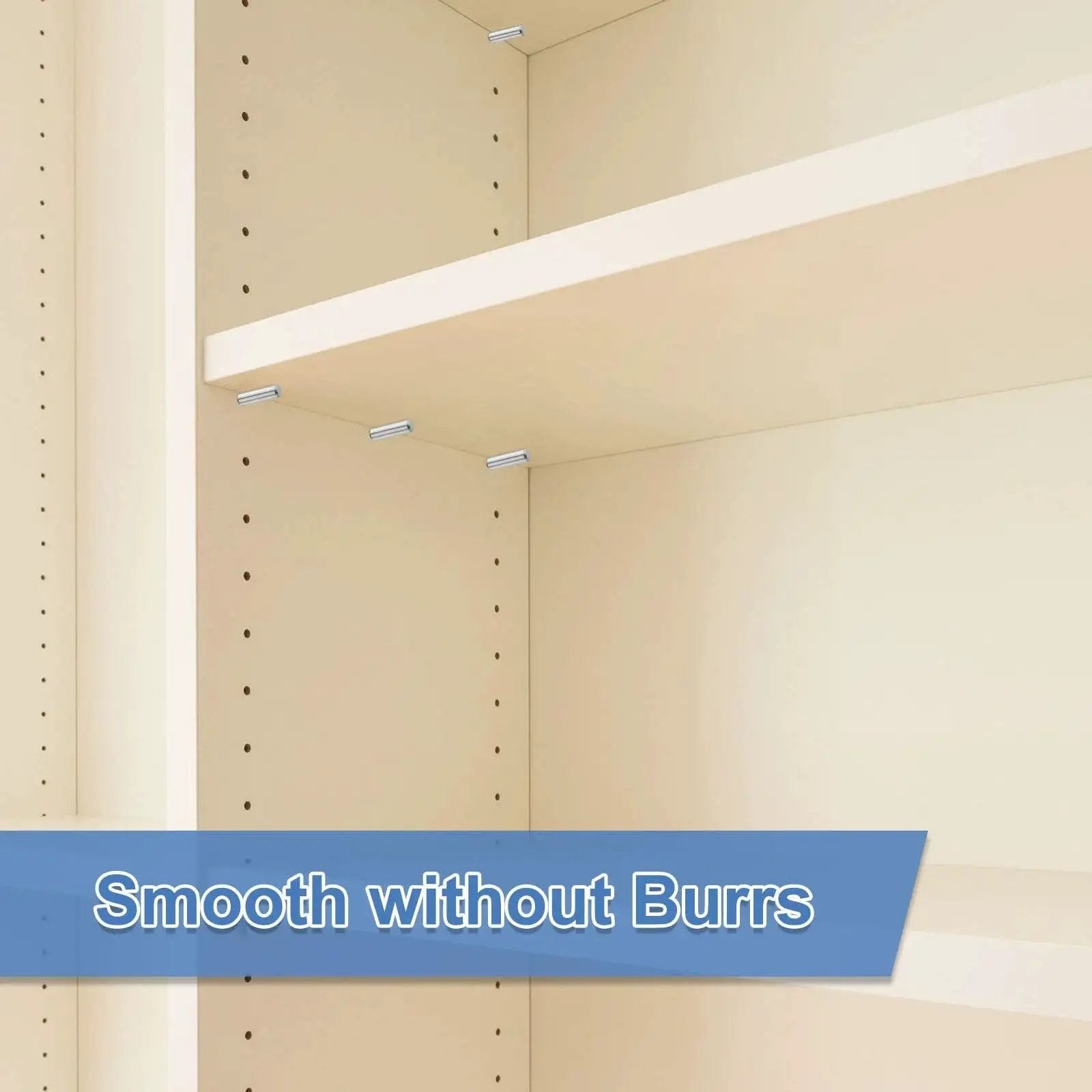Durable Bearing Steel Dowel Pins 5 Pack 5/16 By 2-1/4 Inch Cylindrical Shelf Support Pins installed in wooden cabinet