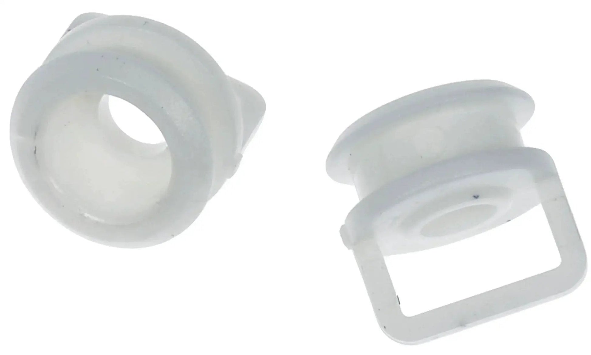 Shift Cable Bushing Kit For Cadillac Chevrolet And GMC Models OE Fix Direct Replacement, two white bushings on white background.