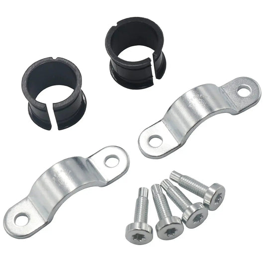 Shift Tube Bushings Shifter Clamps 905-107 905-110 with bushings, clamps, and screws for Ford steering column gear shifter.