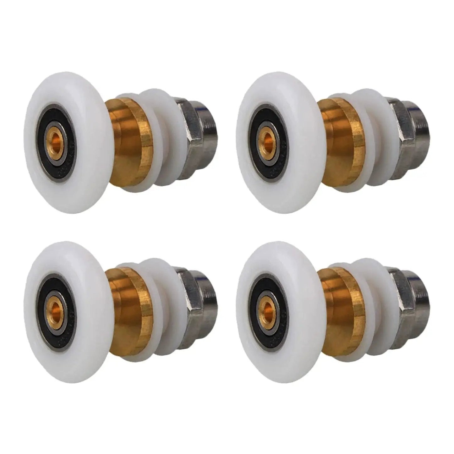 4 Pcs Shower Door Rollers Set 20mm Diameter For Glass Sliding Doors Replacement, ultra quiet high load bearing pulleys, copper stainless steel nylon bearings, rust resistant and durable, fits 4-6mm thick glass