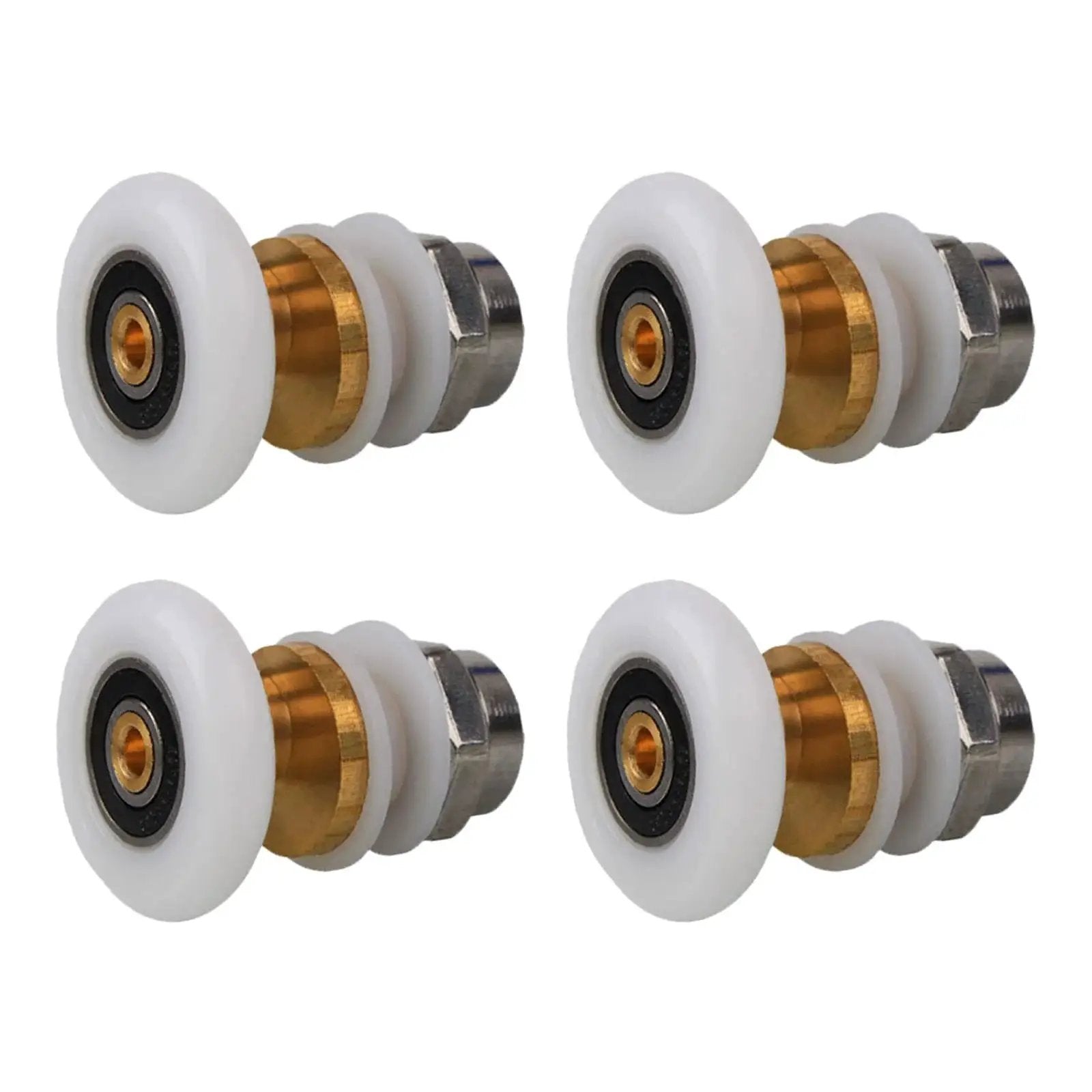 4 Pcs Shower Door Rollers Set 20mm Diameter For Glass Sliding Doors Replacement, ultra quiet high load bearing pulleys, copper stainless steel nylon bearings, rust resistant and durable, fits 4-6mm thick glass