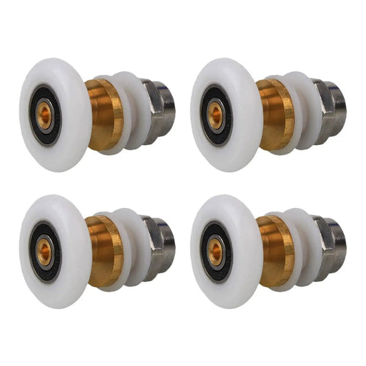 4 Pcs Shower Door Rollers Set 20mm Diameter For Glass Sliding Doors Replacement, ultra quiet high load bearing pulleys, copper stainless steel nylon bearings, rust resistant and durable, fits 4-6mm thick glass
