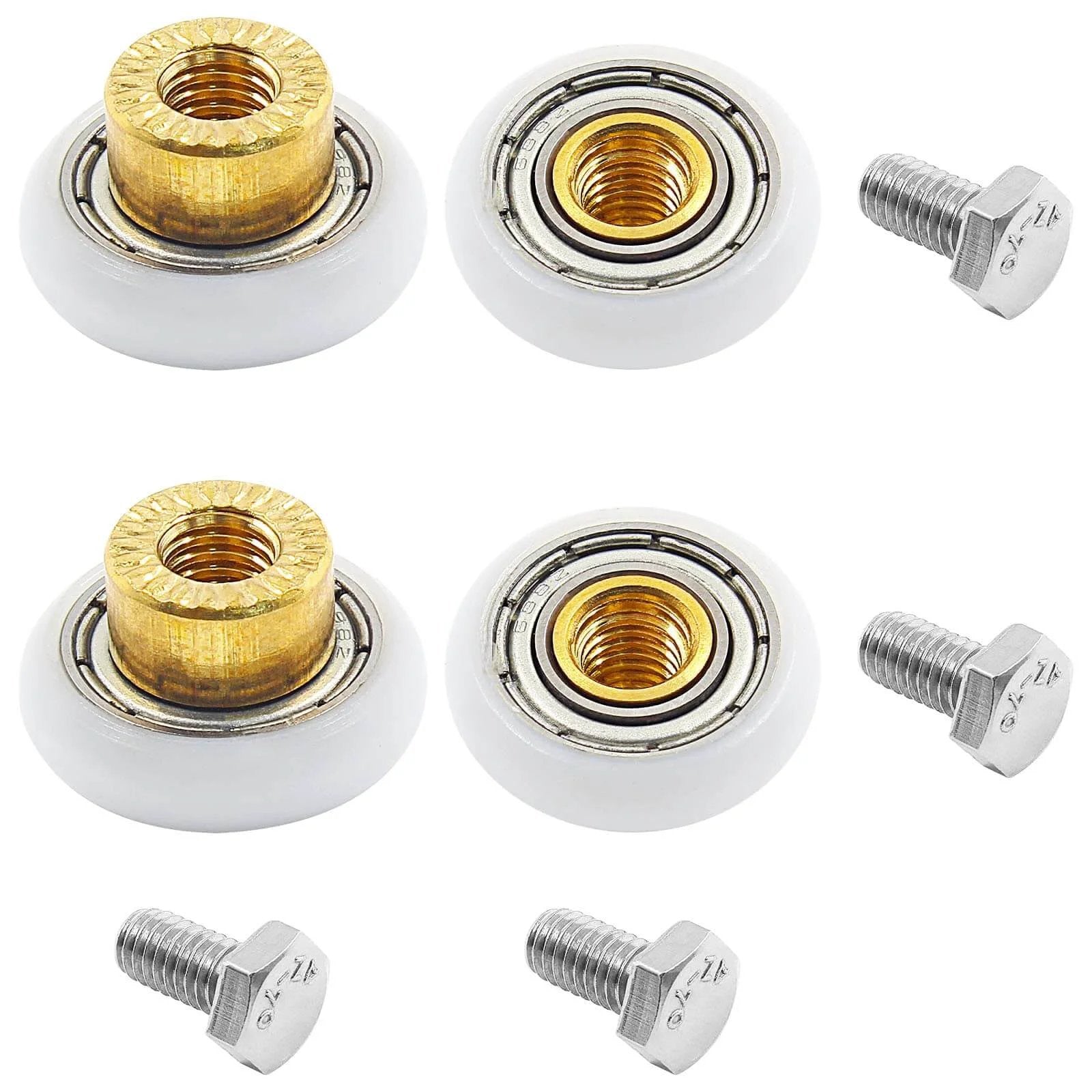 4PCS Shower Door Roller Runners 19mm Sliding Replacement Wheels, POM and Copper Rollers with screws for Bathroom Glass Doors.