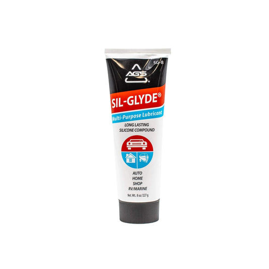 Front view of SIL-Glyde Multi-Purpose All-Weather Lubricating Compound for All Surfaces - 8 oz Tube, suitable for various uses.