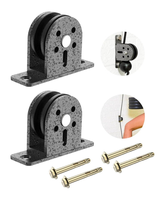 2 pack silent cable pulley wheel set for home gym, LAT pulldown, clothesline, and lifting systems, stainless steel blocks, nylon sheave