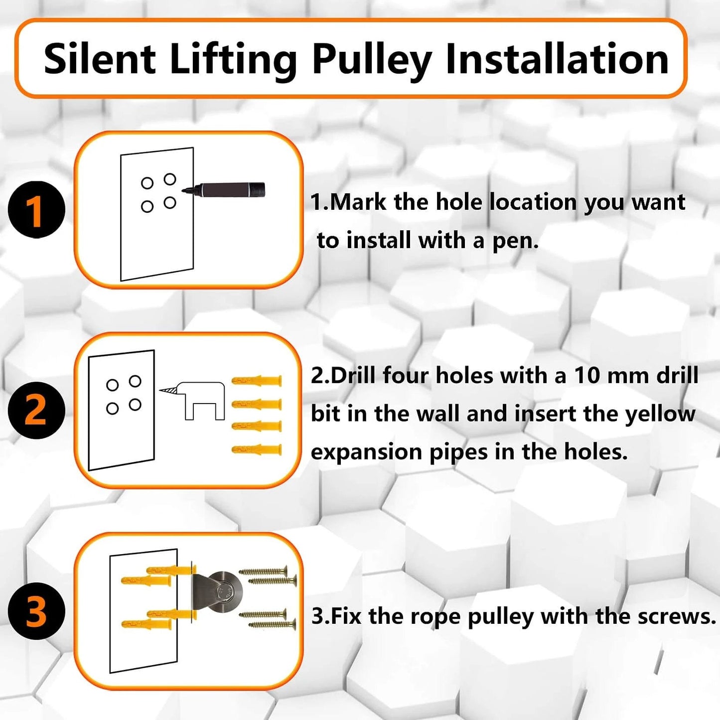 Installation steps for Groove Wheel Pulley Stainless Steel Pulley Block Super Silent Single Pulley Block for DIY Gym Equipment.