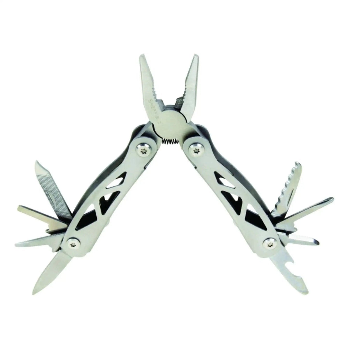12 In 1 Mini Multitool Stainless Steel Compact And Rugged Multitool for Home Improvement Camping and Everyday Tasks, silver, open view