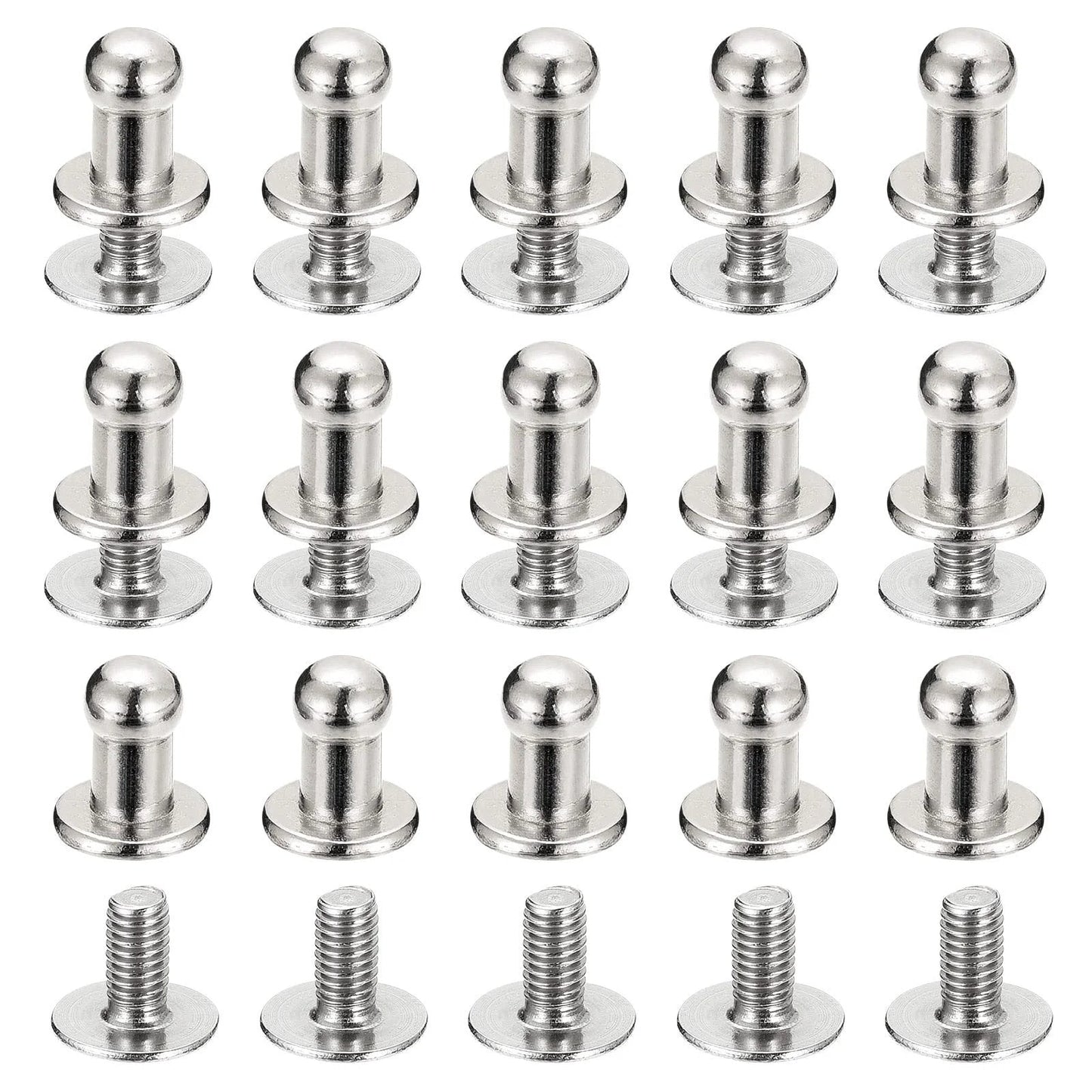 4mm Ball Head Stud Rivets With Screw Back For DIY Leather Craft Handbags And Belts 15 Pack Round Button Nipple Rivets In Silver Tone Zinc Alloy Includes Head Button And M2.5x5mm Screws