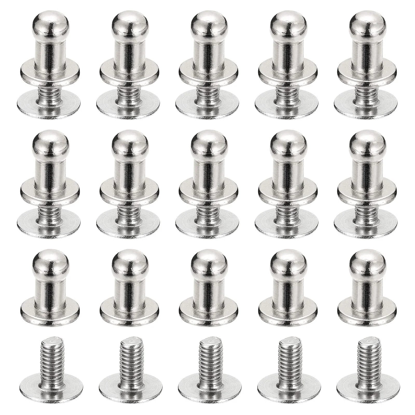 4mm Ball Head Stud Rivets With Screw Back For DIY Leather Craft Handbags And Belts 15 Pack Round Button Nipple Rivets In Silver Tone Zinc Alloy Includes Head Button And M2.5x5mm Screws
