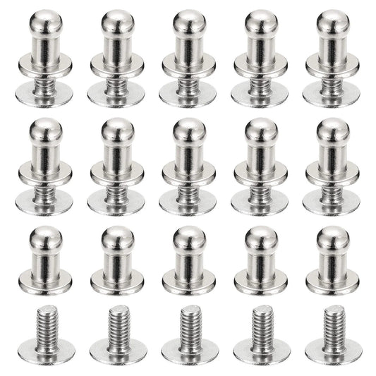 4mm Ball Head Stud Rivets With Screw Back For DIY Leather Craft Handbags And Belts 15 Pack Round Button Nipple Rivets In Silver Tone Zinc Alloy Includes Head Button And M2.5x5mm Screws