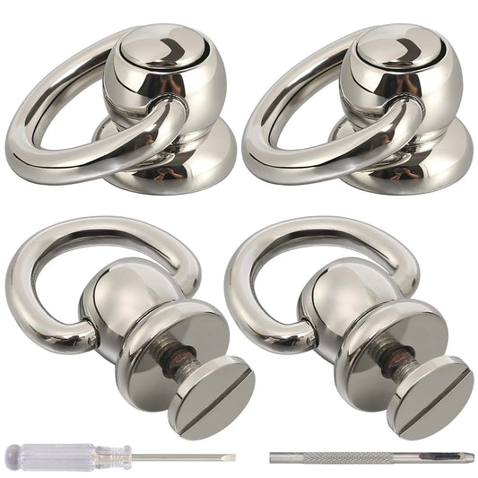4 Pieces D Rings For Brass Rivets Rotatable 360 Degree Strap Hardware Ball Button Studs Chicago Screws Silver For Handbags Purses Leather Repair Dog Collar Leather Craft Projects Durable Brass Construction