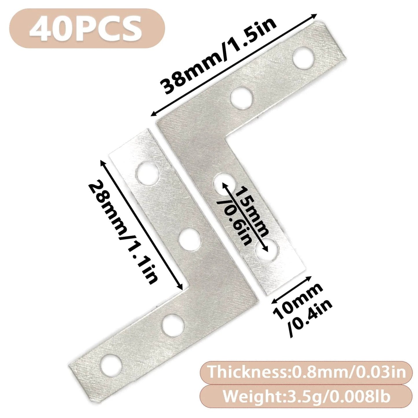 ✝️ 40 Pack Silver L Corner Brackets, 1.5x1.5inch Small Decorative Iron Corner Braces for Wood, Metal Flat Bracket Braces for Furniture
