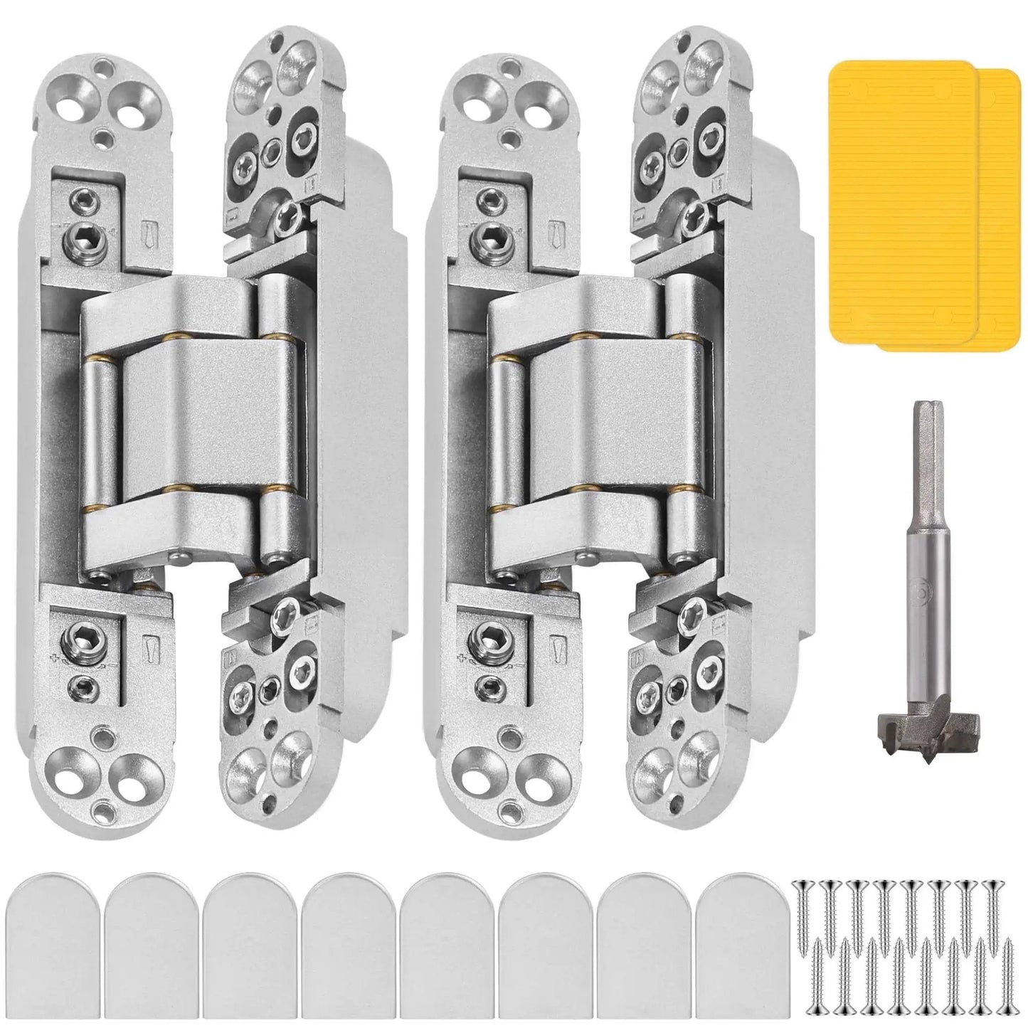 Invisible Door Hinges 2 Pack 6 Inch Silver Hidden Hinges For Doors With 3 Way Adjustable And 180 Degree Swing Copper Support