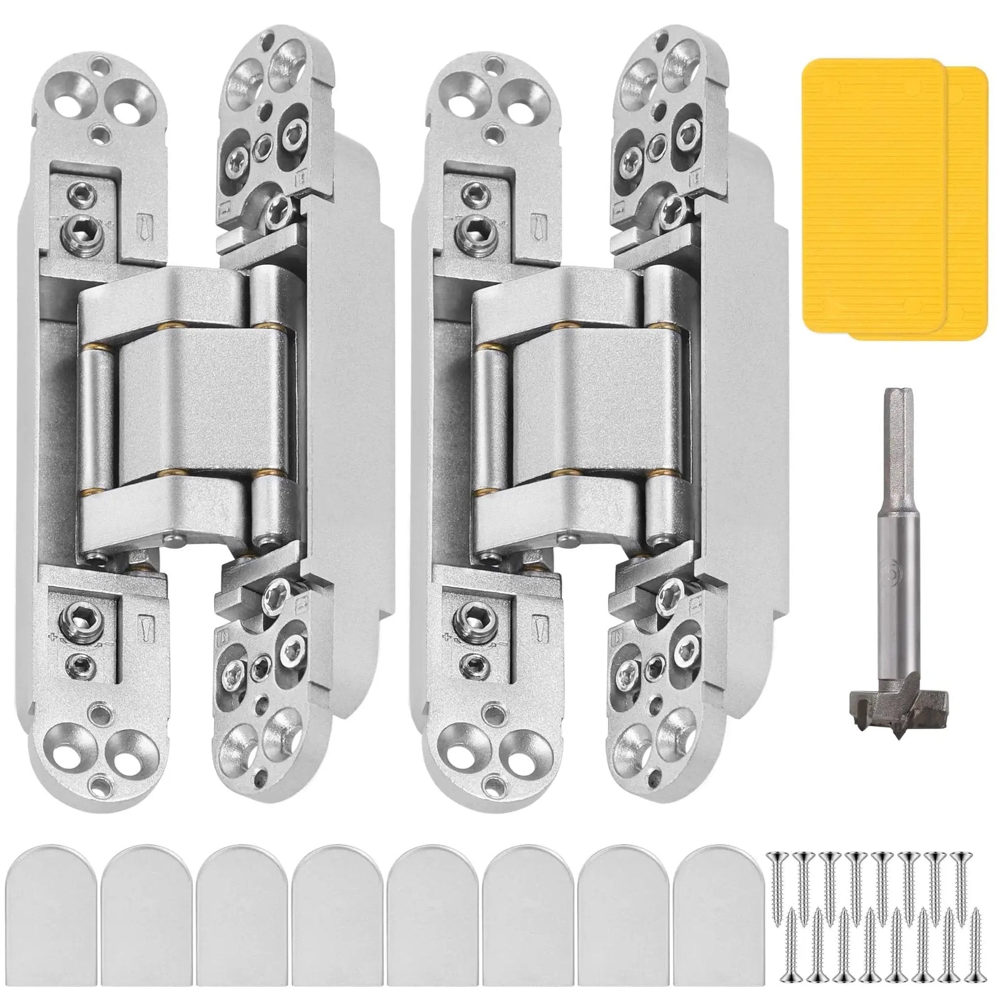 Invisible Door Hinges 2 Pack 6 Inch Silver Hidden Hinges For Doors With 3 Way Adjustable And 180 Degree Swing Copper Support