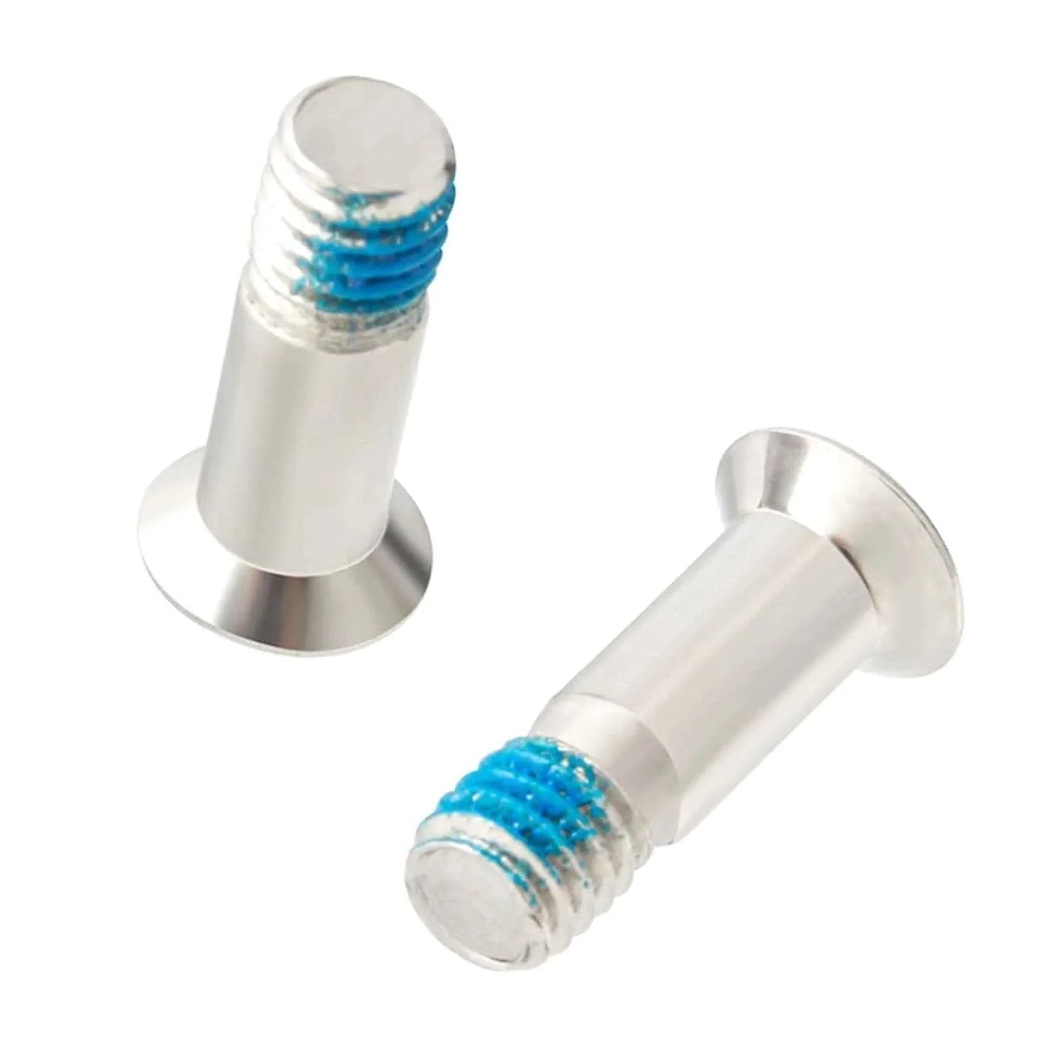 2Pcs Silver Wheel Pulley Bolt, Rear Derailleur Pulley Bolt Anti Screws Fasteners showing blue anti-loosening threads