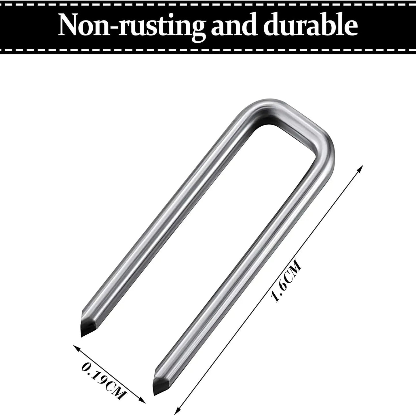 40 Piece Plantation Shutter Repair Kit With Replacement Louvers Staples For Window Blinds Tilt Rods Operable Silver Indoor Louver Staples Tools Repair, showing a silver staple with dimensions 1.6 cm by 0.19 cm.