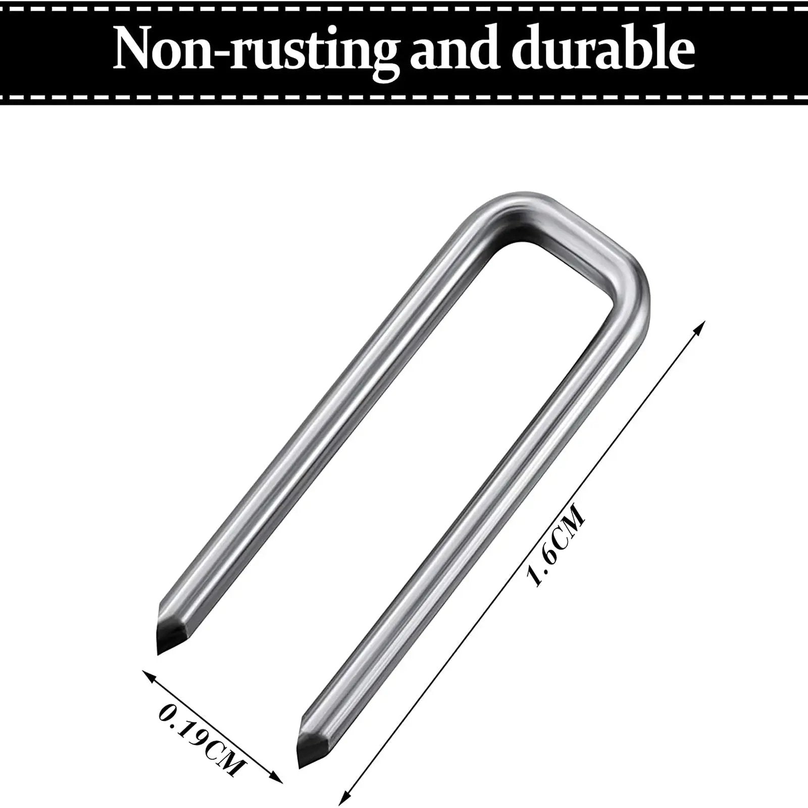 40 Piece Plantation Shutter Repair Kit With Replacement Louvers Staples For Window Blinds Tilt Rods Operable Silver Indoor Louver Staples Tools Repair, showing a silver staple with dimensions 1.6 cm by 0.19 cm.