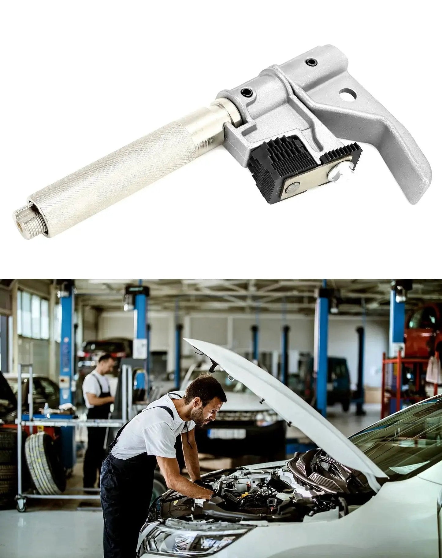 Heavy Duty Universal Outside Thread Chaser Tool For One And One Quarter To Five Inch OD, mechanic repairing car in workshop
