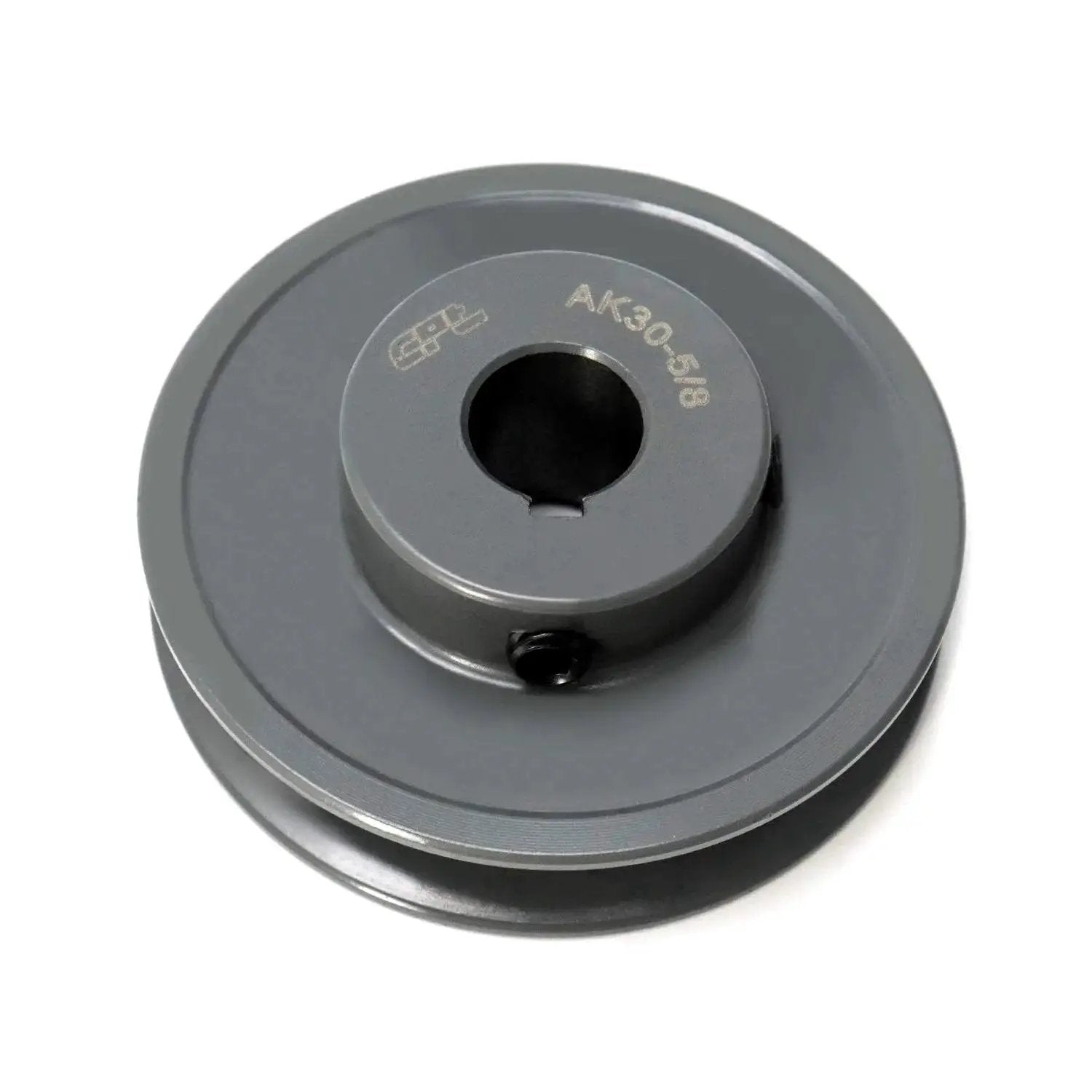 Single Groove V Belt Pulley With Three Inch Outer Diameter And Five Eighth Inch Bore Fixed Bore For V Belt Sections A AX 4L. Cast iron design.