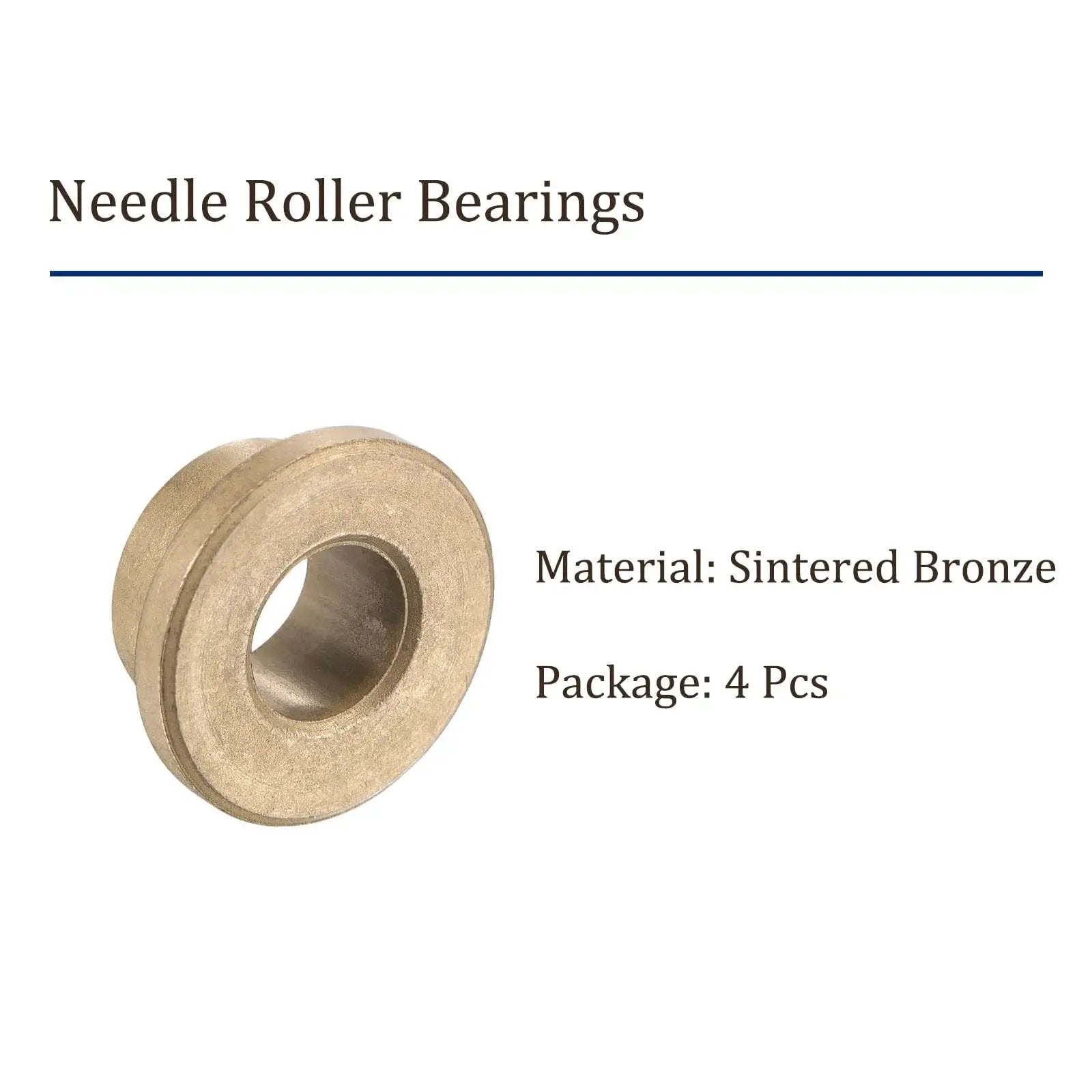 4 Pack Flange Sleeve Bearings 10mm x 16mm x 10mm Self Lubricating Sintered Bronze Bushing, single bearing image