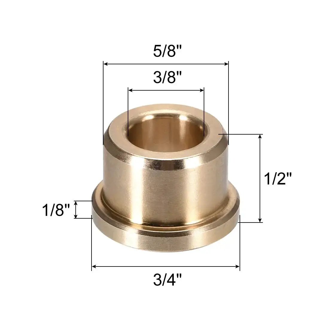 Sintered Bronze Flange Bearing Sleeve Three Eighths Bore Five Eighths Outer Diameter One Half Inch Length Three Quarter Flange Diameter One Eighth Flange Thickness
