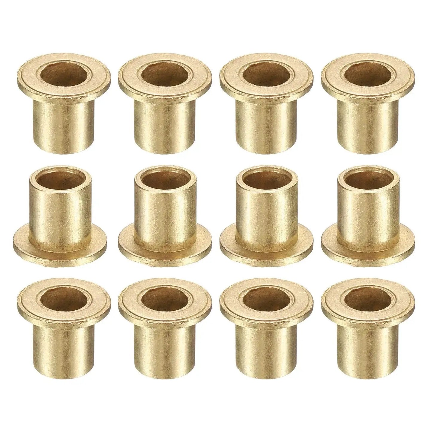 12 pcs sintered bronze flange sleeve bearings 6mm bore 8mm OD 10mm length with 12mm flange diameter, self-lubricating and high temperature resistant