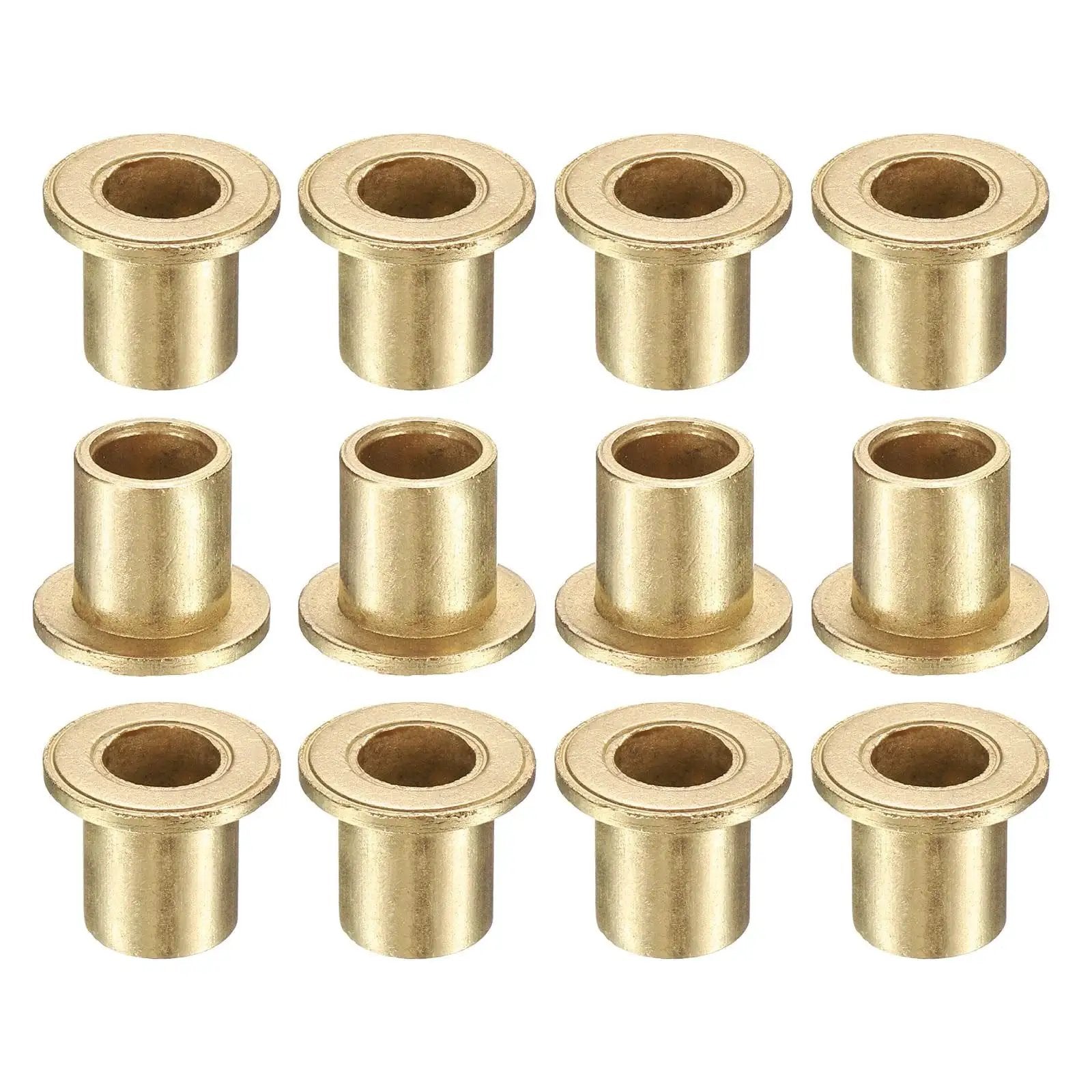 12 pcs sintered bronze flange sleeve bearings 6mm bore 8mm OD 10mm length with 12mm flange diameter, self-lubricating and high temperature resistant