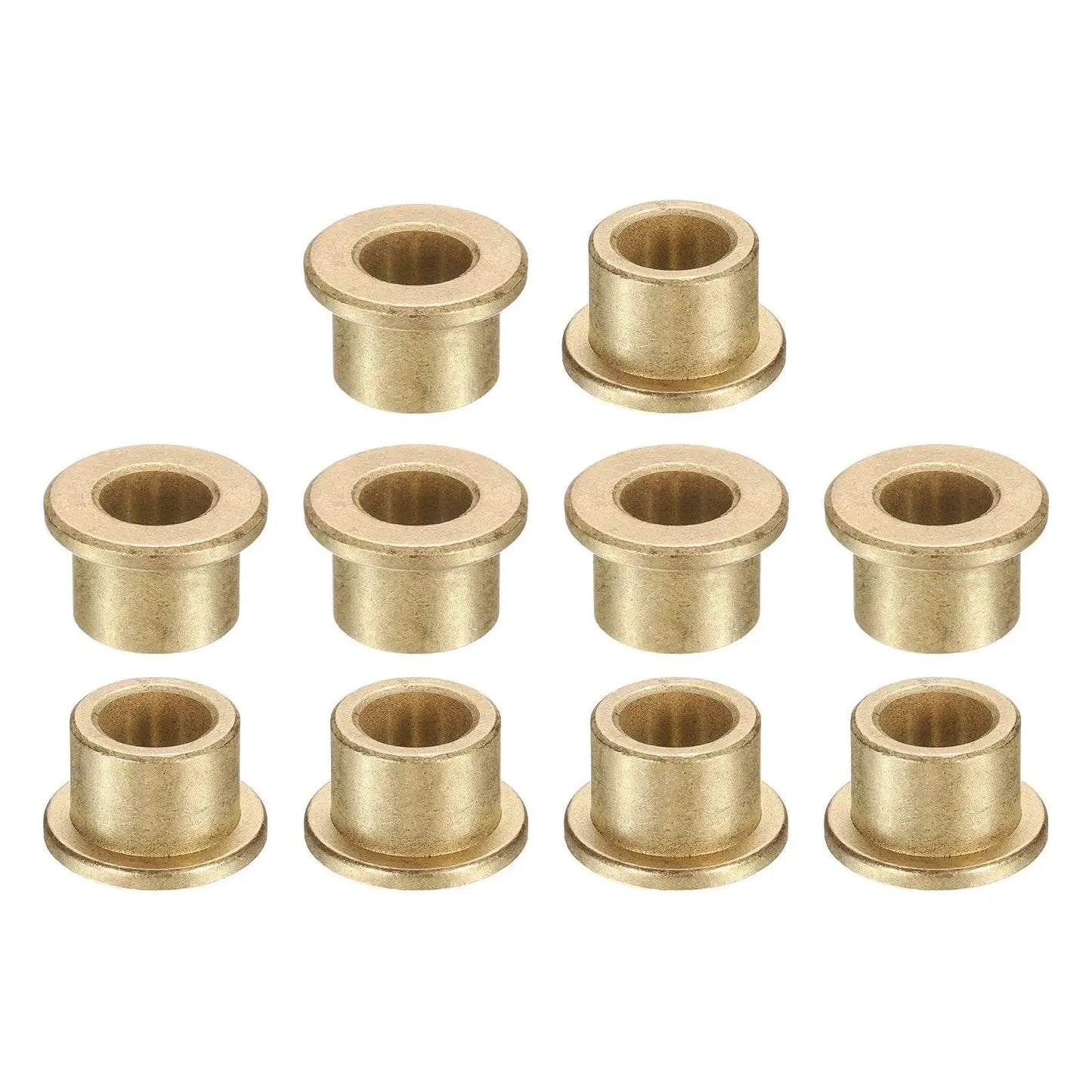 Flange Sleeve Bearings Set Of 10 With 8mm Bore 12mm Outer Diameter And 10mm Length 16mm Flange Diameter And 2mm Flange Thickness Self Lubricating Sintered Bronze Bushings