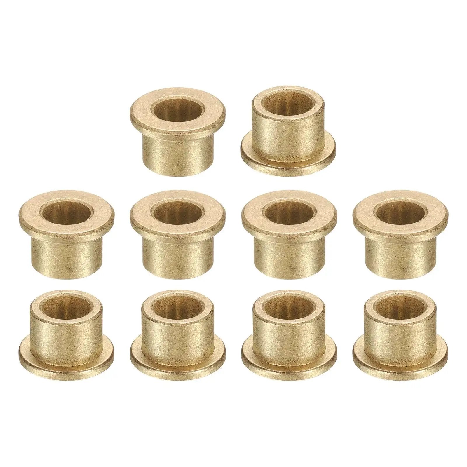 Flange Sleeve Bearings Set Of 10 With 8mm Bore 12mm Outer Diameter And 10mm Length 16mm Flange Diameter And 2mm Flange Thickness Self Lubricating Sintered Bronze Bushings