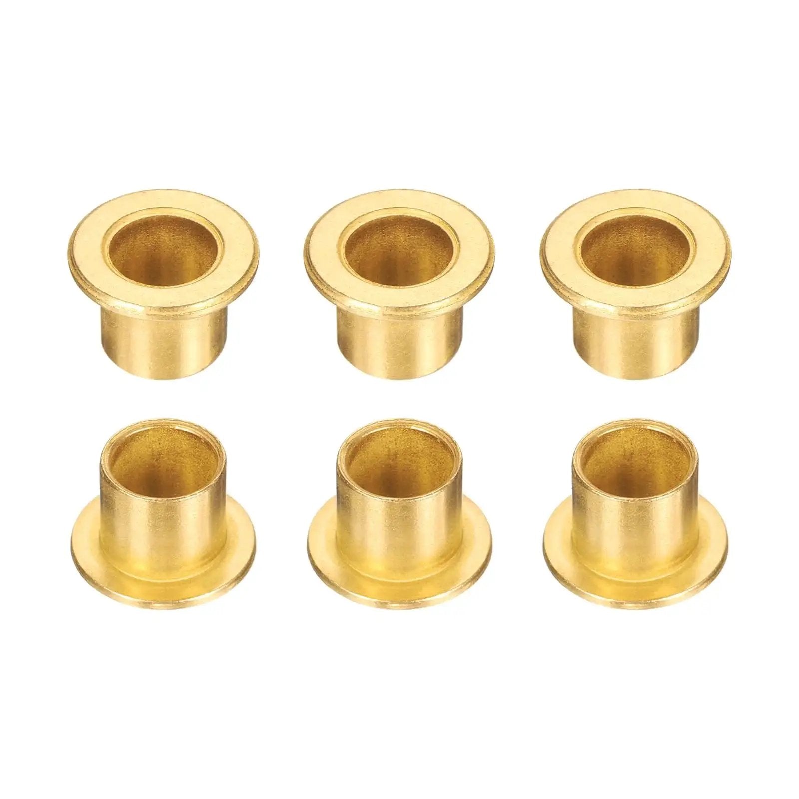 Six Piece Self Lubricating Flange Sleeve Bearings Set For 10mm Bore 12mm OD And 12mm Length With 18mm Flange Diameter And 1.2mm Flange Thickness In Sintered Bronze For High Load And Low Friction Performance uxcell