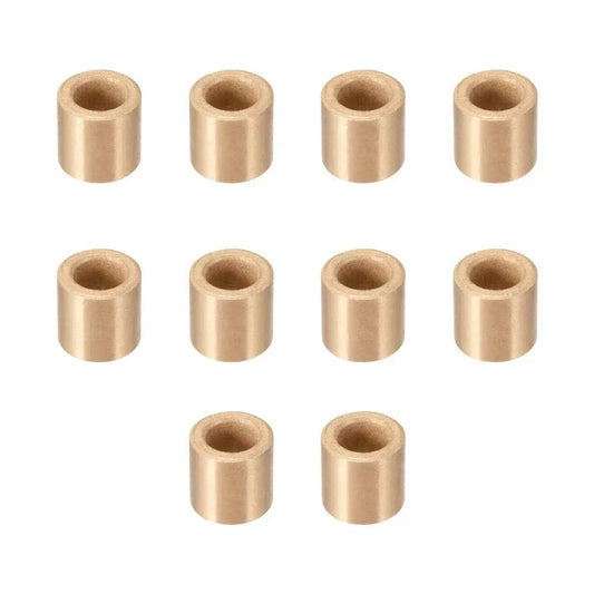 Self Lubricating Sintered Bronze Bearing Sleeve 6mm Bore 10mm Outer Diameter 10mm Length 10 Pack Bushings on white background