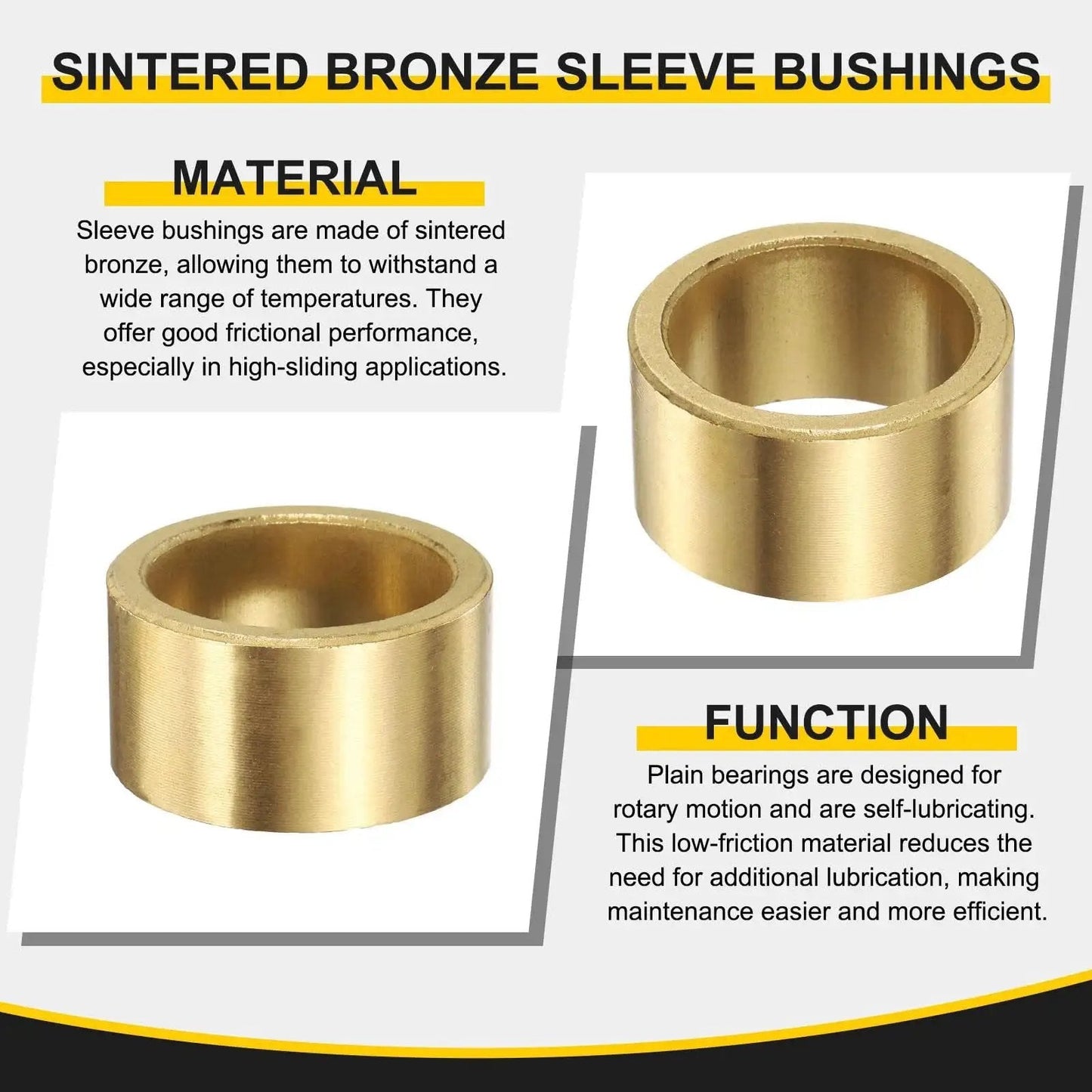 Self Lubricating Sintered Bronze Sleeve Bearing 30mm Bore 38mm Outer Diameter 20mm Length For High Sliding Applications Low Friction Bushing With Wide Temperature Range Ideal For Industrial Machinery Robotic Systems And Harsh Environments 1 Piece