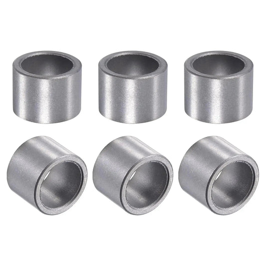 Self-Lubricating Sleeve Bearings 15mm Bore 20mm Outer Diameter 15mm Length Sintered Iron Bushings 6 Pack, front view