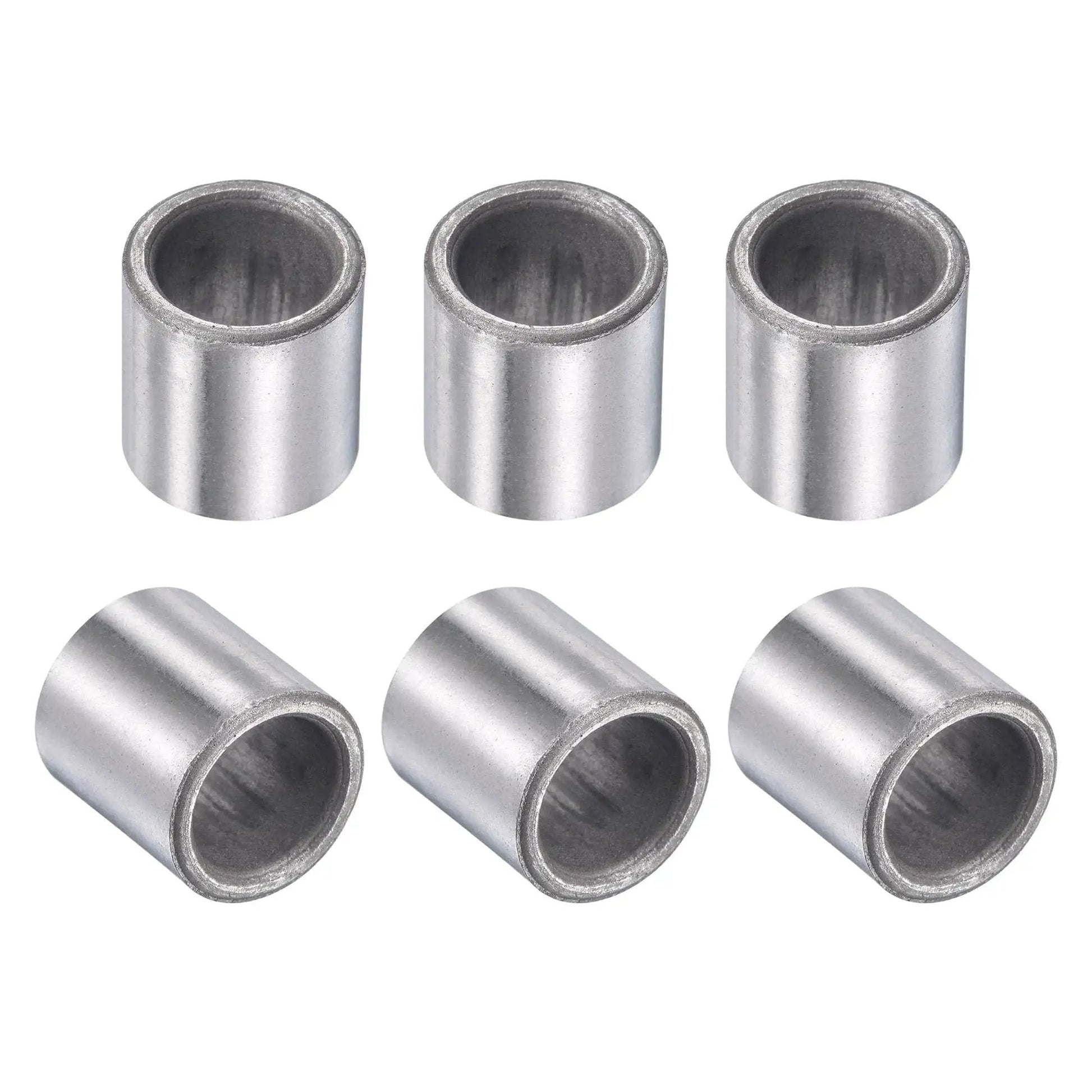 Self-Lubricating Sleeve Bearings Set Of 6, Sintered Iron Bushings With 10mm Bore, 14mm Outside Diameter, 15mm Length, front view