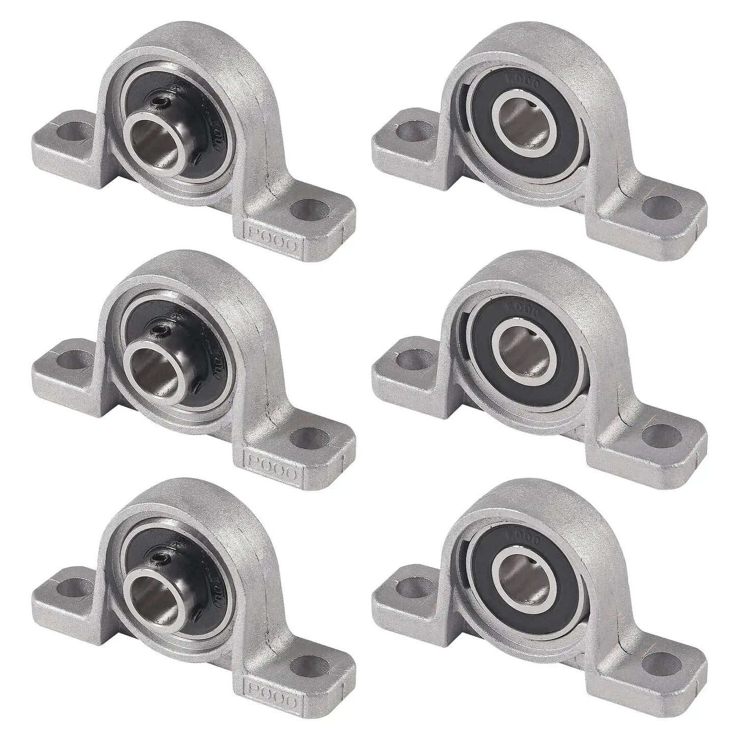 Set of six Six Pack KP000 10mm Pillow Block Bearing Self Aligning Mounted Flange Zinc Alloy for machinery applications