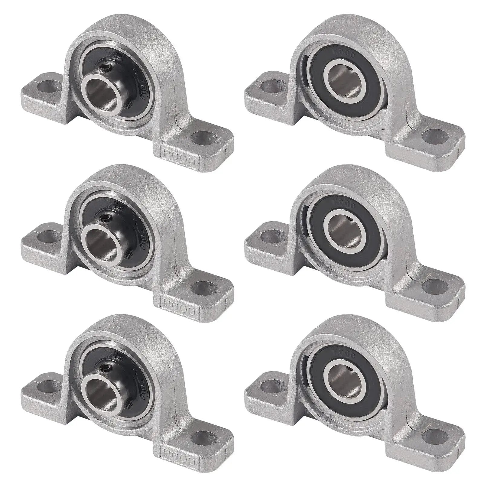 Set of six Six Pack KP000 10mm Pillow Block Bearing Self Aligning Mounted Flange Zinc Alloy for machinery applications