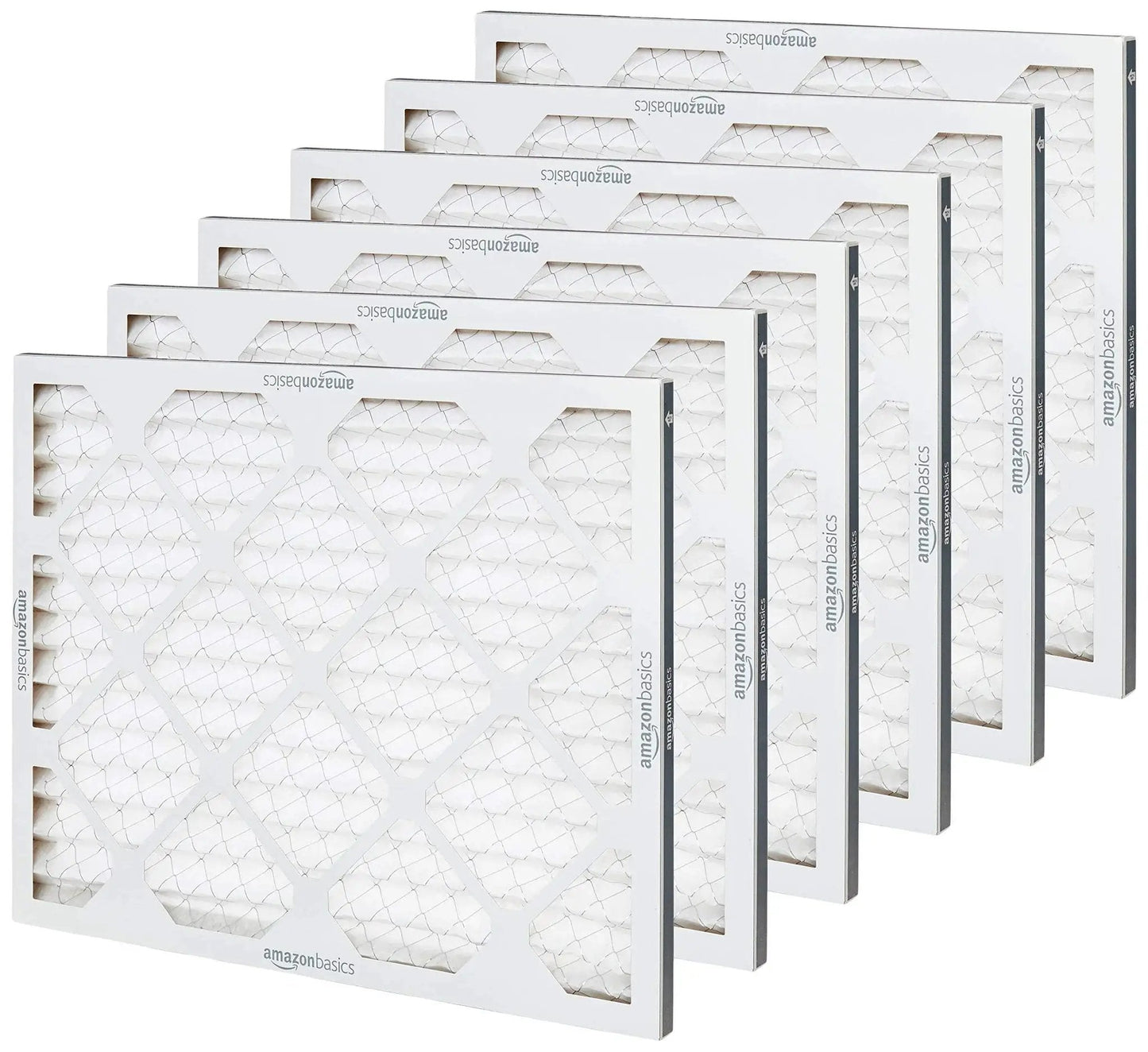 Six pack MERV 8 furnace air filters fit standard 16x20x1 slots, trapping dust, pollen and lint to improve indoor air quality