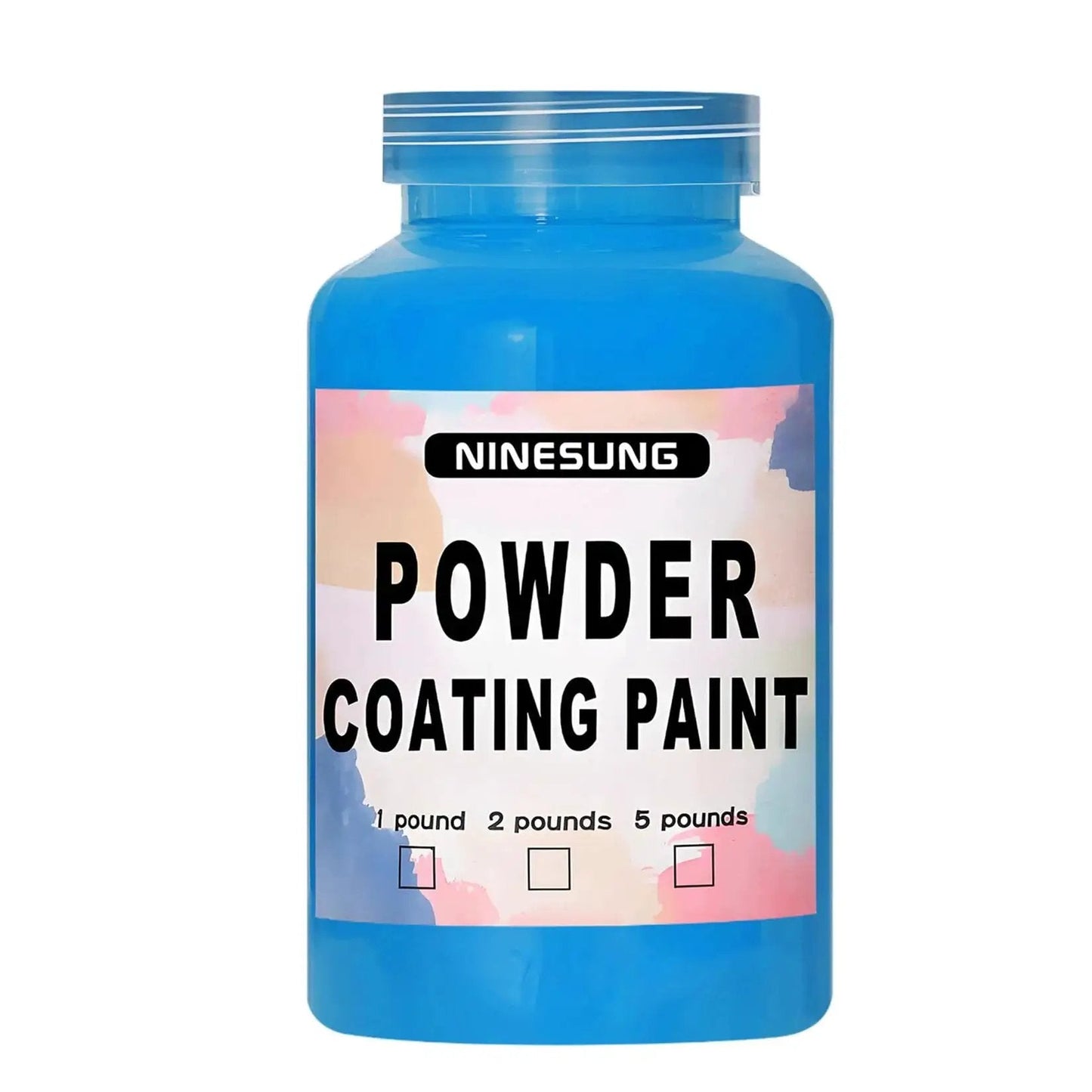 Sky Blue 32 oz Powder Coating Paint For Metal Surfaces And Steel Structures shown in a labeled container