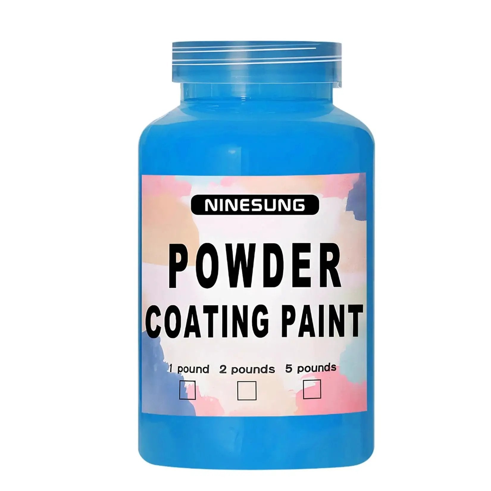 Sky Blue 32 oz Powder Coating Paint For Metal Surfaces And Steel Structures shown in a labeled container
