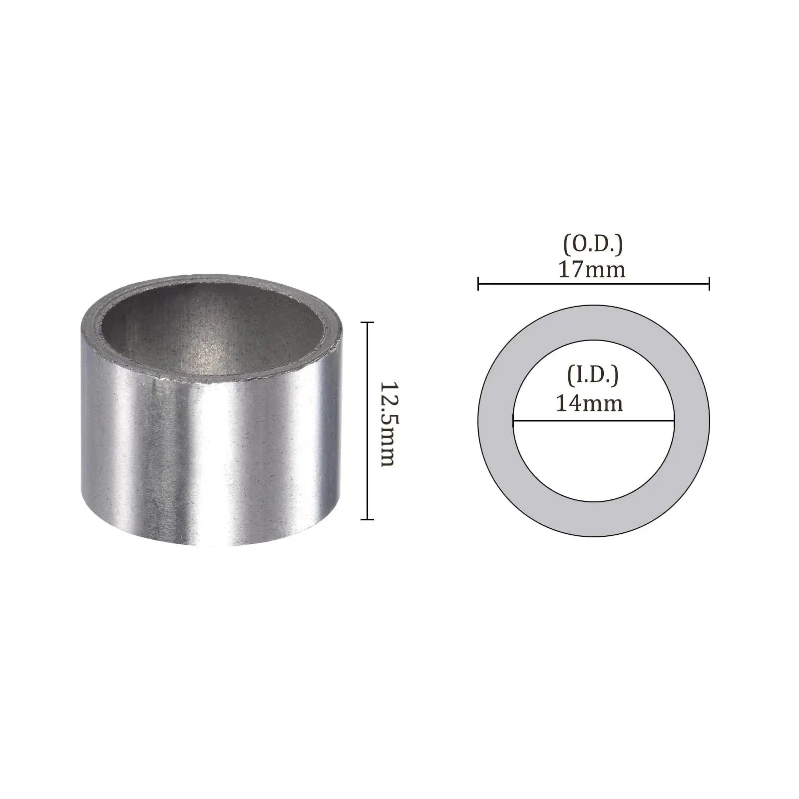 12 Pieces Sleeve Bearings 14X17X12.5MM Sintered Iron Self Lubricating Bushings For Electrical Equipment And Machine Tools dimensions view