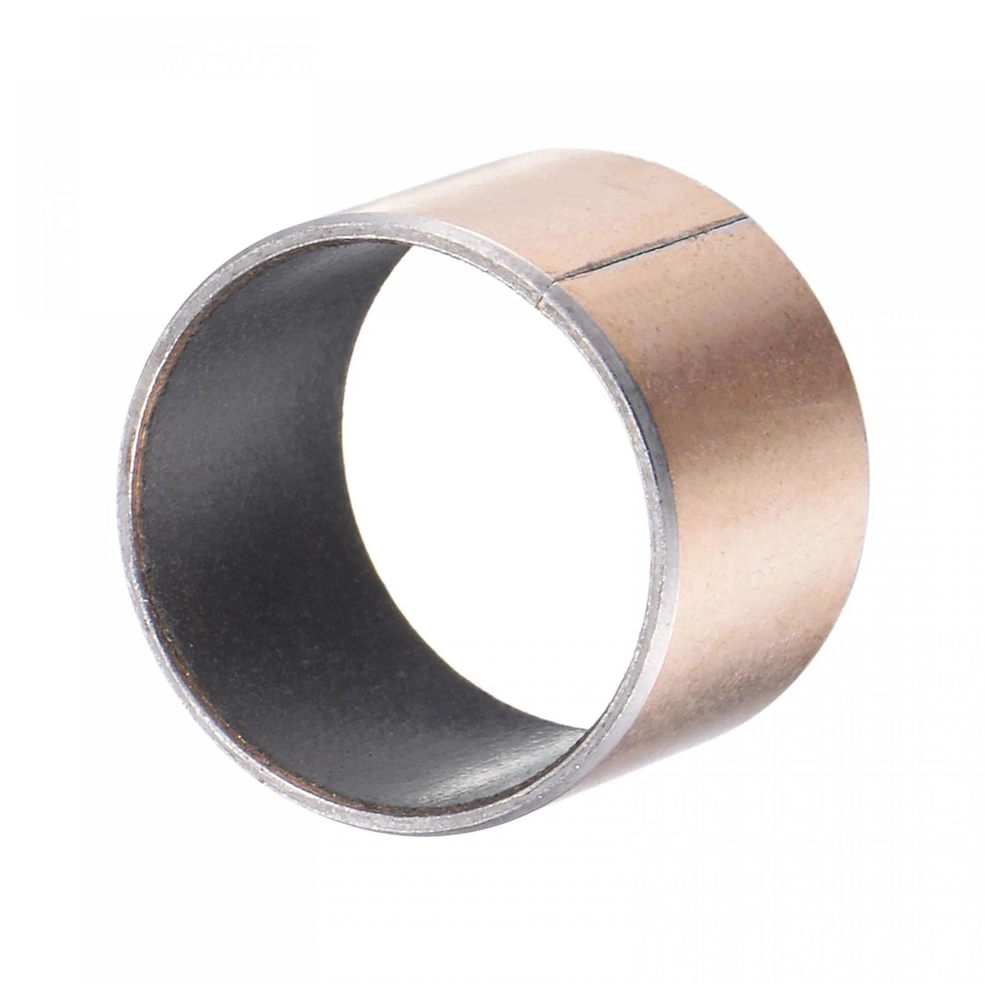 Side view of Sleeve Bearing 18mm Bore 20mm OD 15mm Length Oilless Wrapped Bushings 2pcs Carbon Steel Core Bronze Sintered Coating