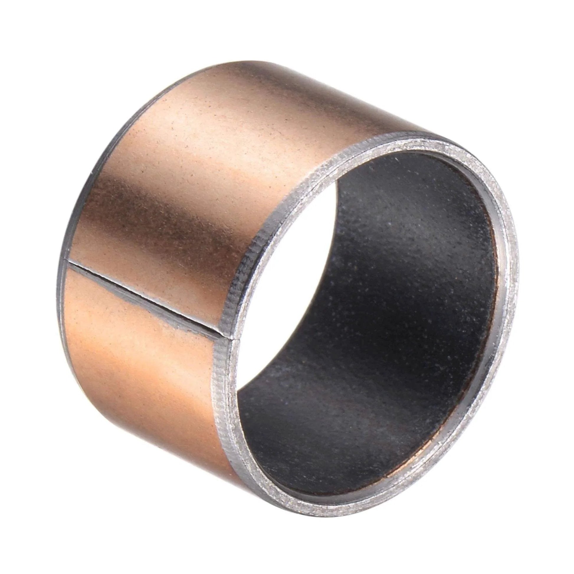 Close-up view of Sleeve Bearing 20mm Bore 23mm OD 15mm Length Oilless Wrapped Bronze Sintered Bushings.