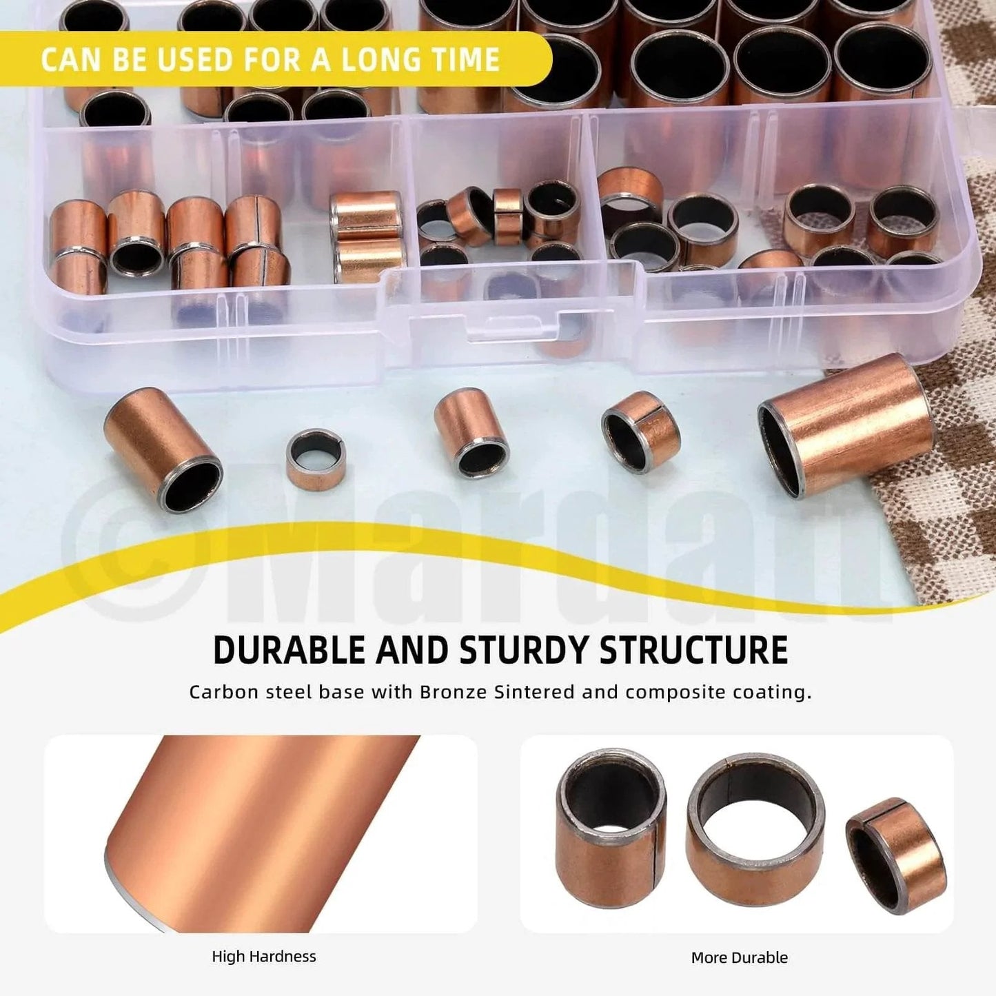 50 Pcs Sleeve Bearings Assortment Kit In 5 Sizes Bore X OD X Length 6x8x4mm 6x8x10mm 8x10x6mm 8x10x15mm 12x14x20mm