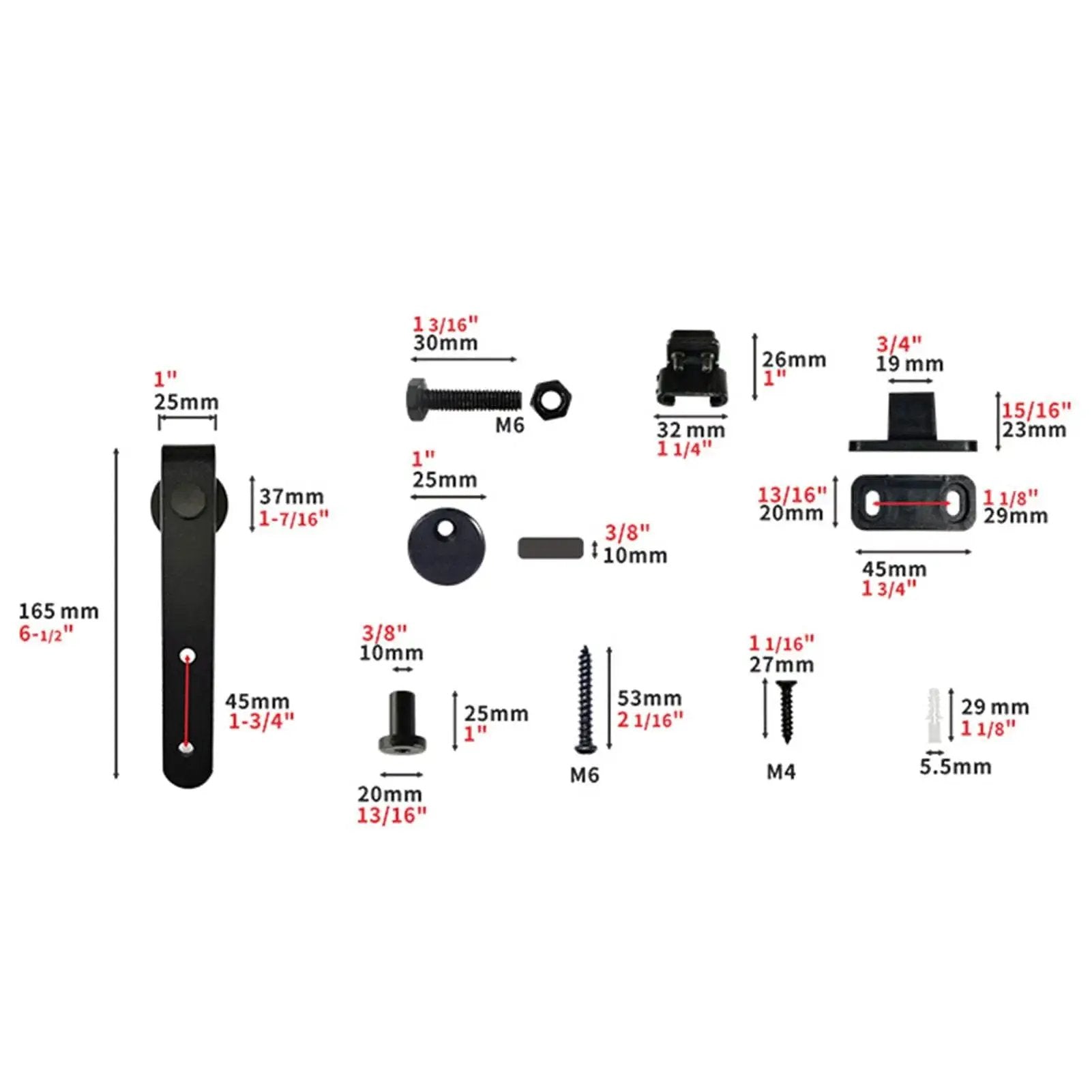 Components of Silent Sliding Cabinet Door Rollers Kit Heavy Duty Carbon Steel Rail And Pulley System For Smooth Quiet Operation