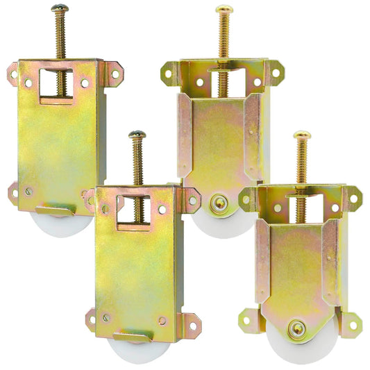 4 Pack Sliding Mirror Closet Door Rollers Replacement Hardware With One And A Half Inch POM Concave Ball Bearing Wheels For Wardrobe Doors On Wood Or Metal Frames Fits Contractors Part W8020C Or 1775 Replacement