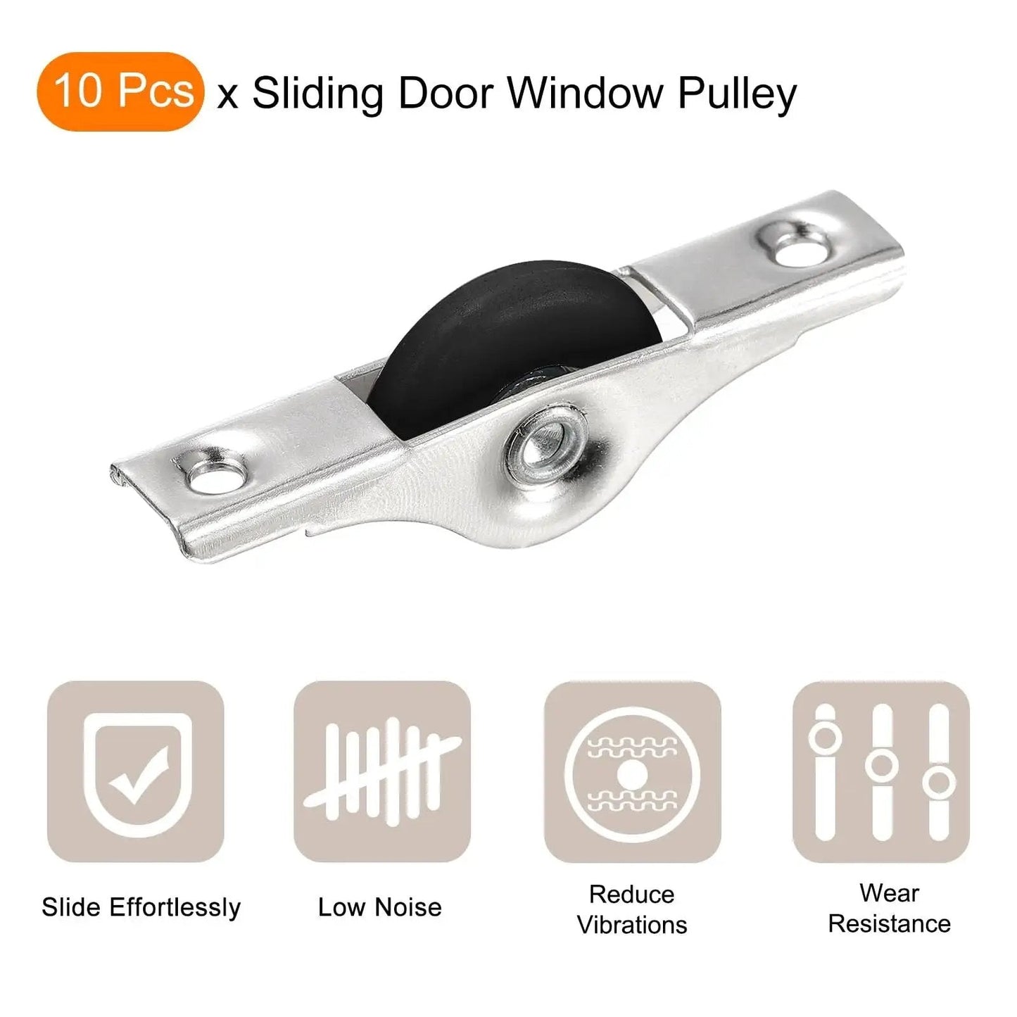 Sliding Door Nylon Wheel Pulleys 30mm For Cabinets Wardrobes Closets Furniture With Screws Pack Of 10 Black Silver Tone