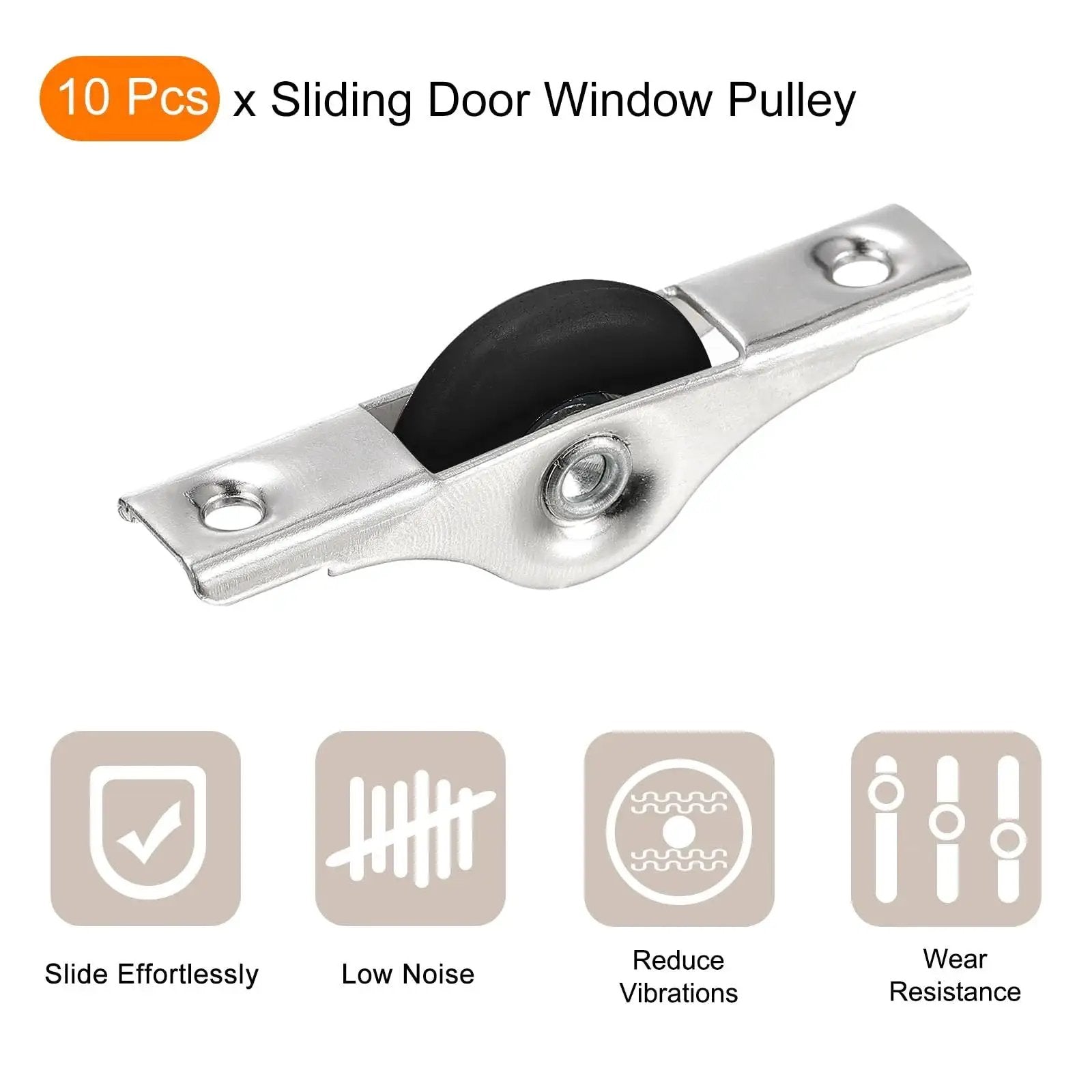 Sliding Door Nylon Wheel Pulleys 30mm For Cabinets Wardrobes Closets Furniture With Screws Pack Of 10 Black Silver Tone