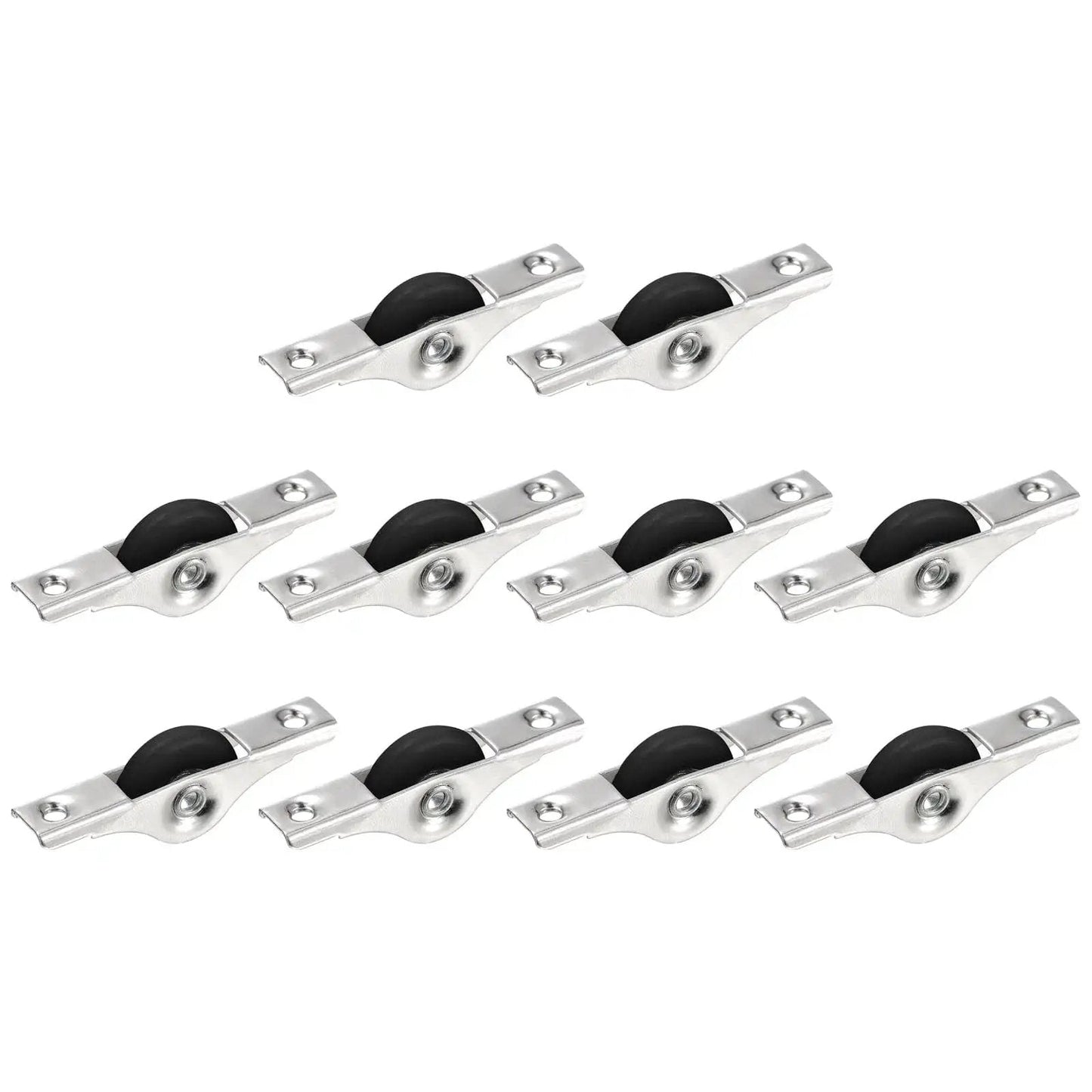 Sliding Door Nylon Wheel Pulleys 30mm For Cabinets Wardrobes Closets Furniture With Screws Pack Of 10 Black Silver Tone